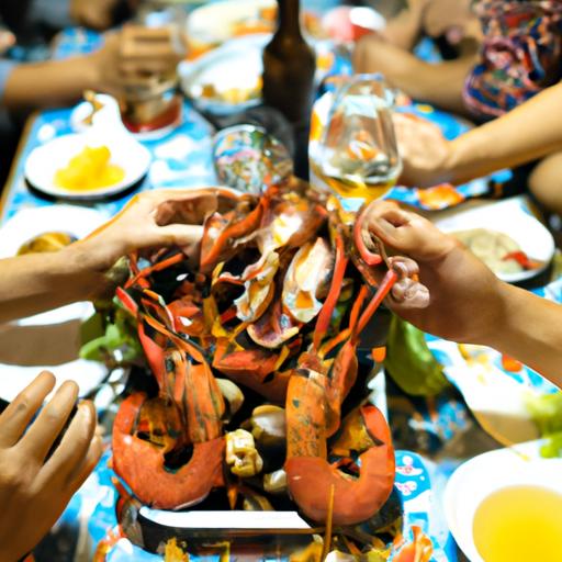 Nhóm bạn thưởng thức một bữa tiệc hải sản tại ốc vũ quận 4.