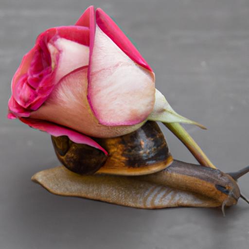 Hình ảnh ốc sên mang trên lưng một bông hoa hồng