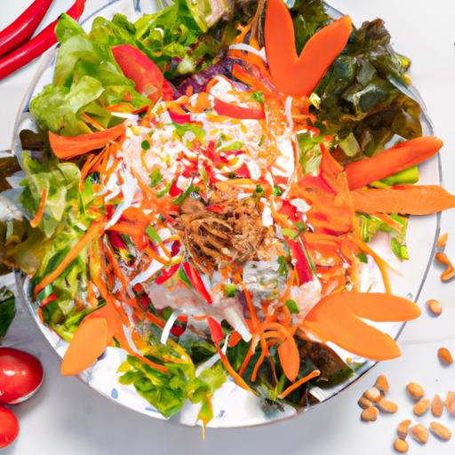 Salad trộn ngọc ốc giác vàng đầy màu sắc và chất dinh dưỡng.